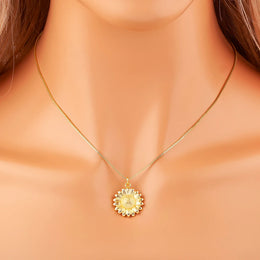 Sunflower Copper Pendant Necklace