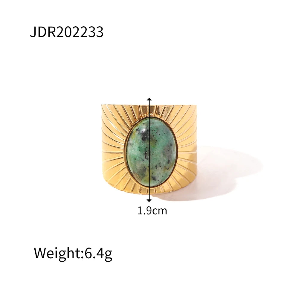Natural Stone Steel Ring