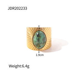 Natural Stone Steel Ring