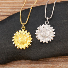 Sunflower Copper Pendant Necklace