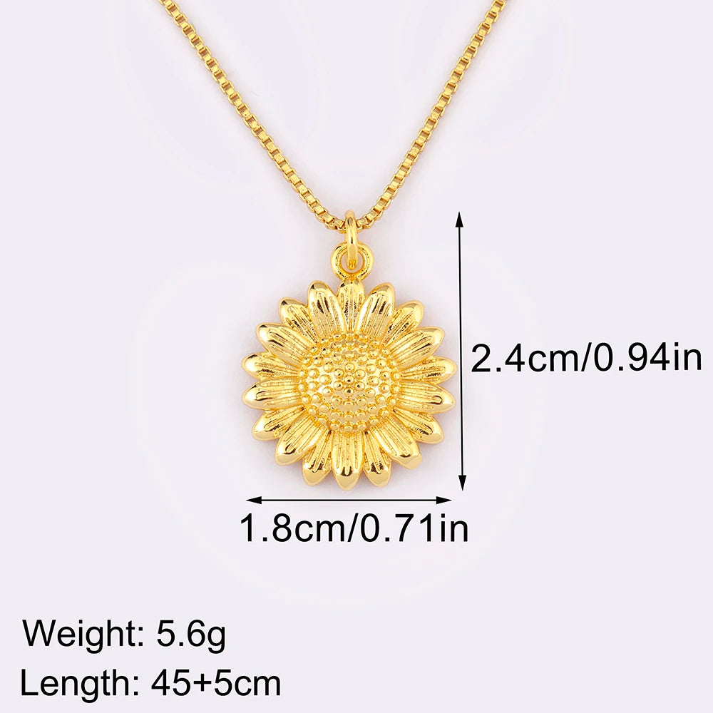 Sunflower Copper Pendant Necklace