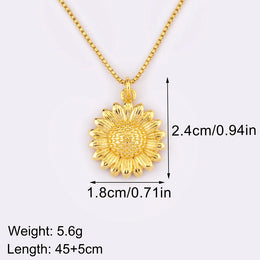 Sunflower Copper Pendant Necklace
