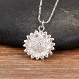 Sunflower Copper Pendant Necklace