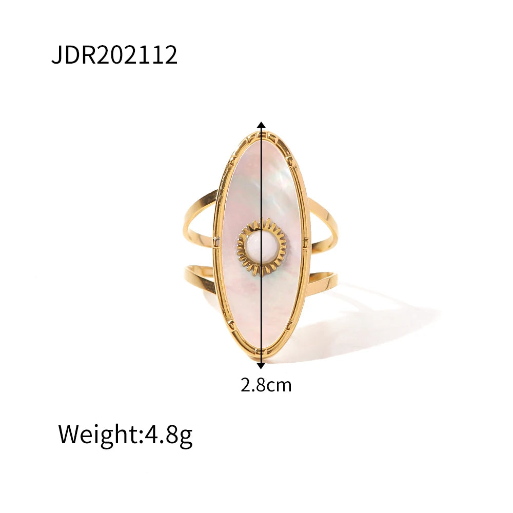Natural Stone Steel Ring