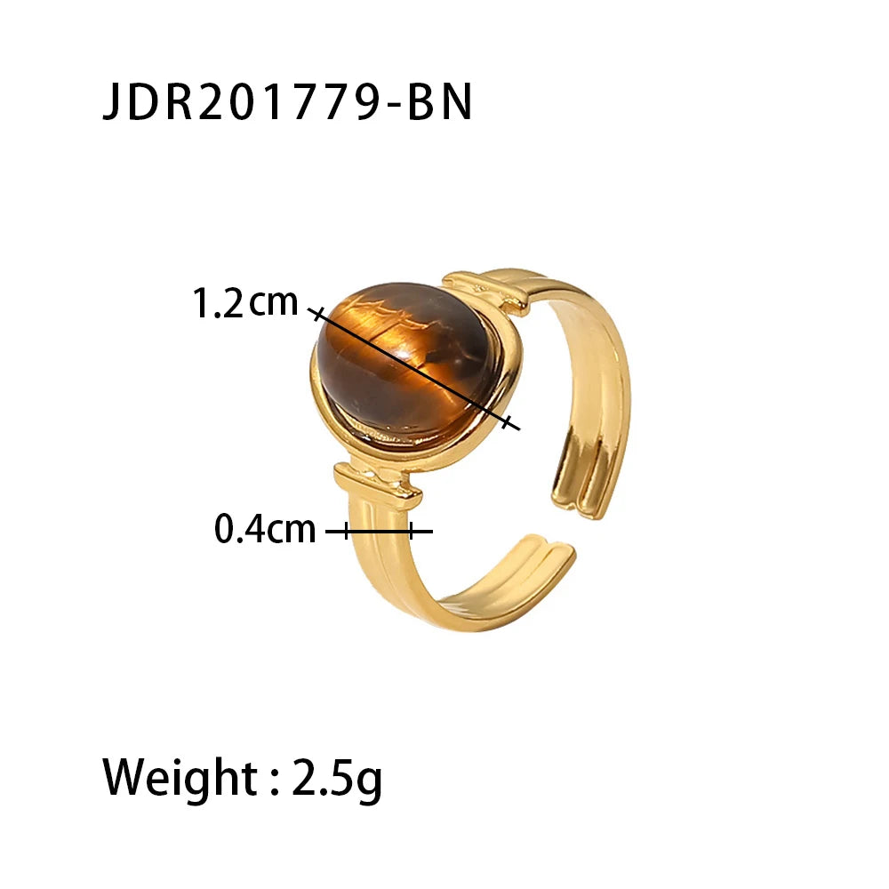 Natural Stone Steel Ring