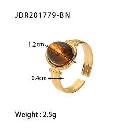 Natural Stone Steel Ring