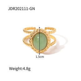 Natural Stone Steel Ring