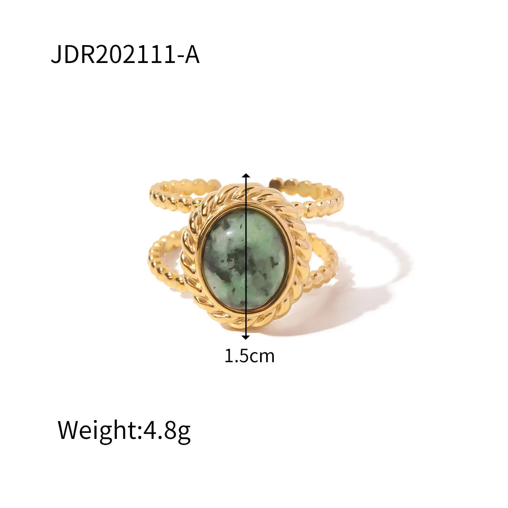 Natural Stone Steel Ring