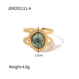 Natural Stone Steel Ring