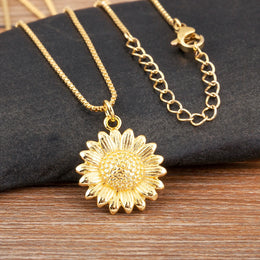 Sunflower Copper Pendant Necklace