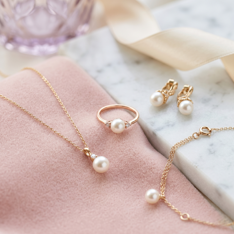Pearl, gold and rose glow