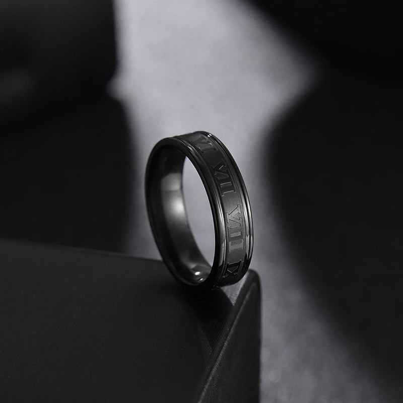 Roman Numeral Steel Ring