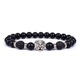 Obsidian Lion Charm Bracelet