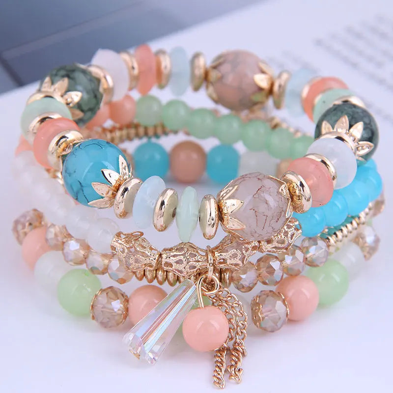 Green Crystal Tassel Bracelet