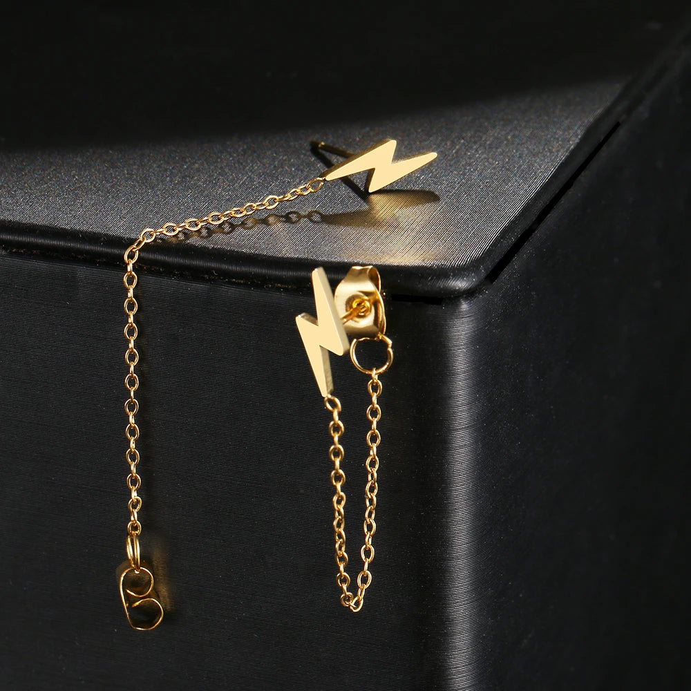 Stainless Lightning Chain Earrings