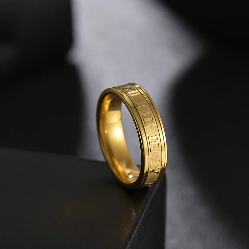 Roman Numeral Steel Ring