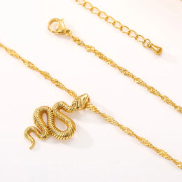 Gold Snake Pendant Necklace