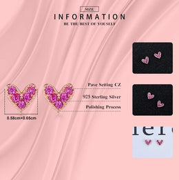 Pink Zircon Heart Studs