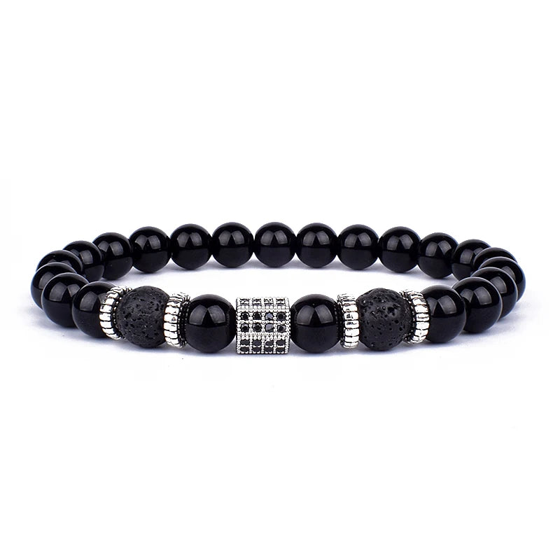 Obsidian Lion Charm Bracelet