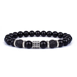 Obsidian Lion Charm Bracelet