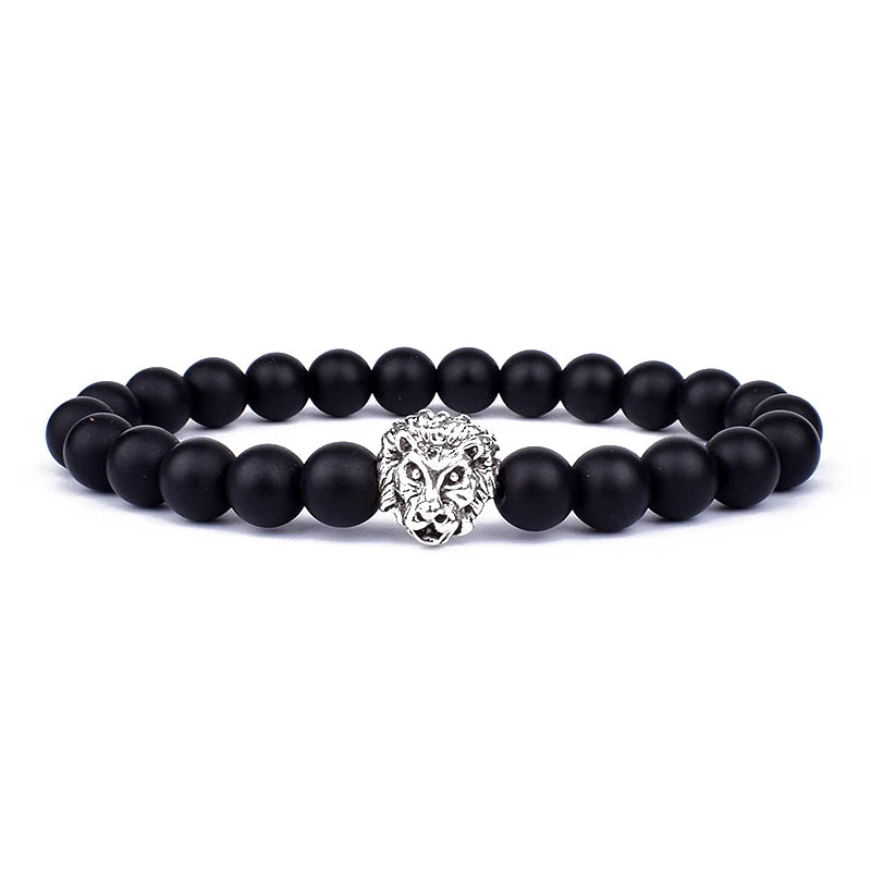 Obsidian Lion Charm Bracelet