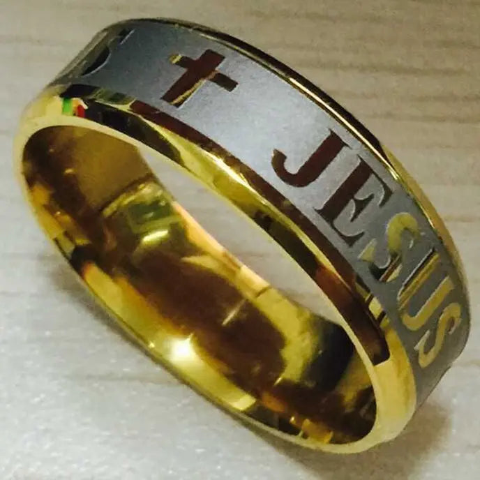 Christian Cross Engraved Ring