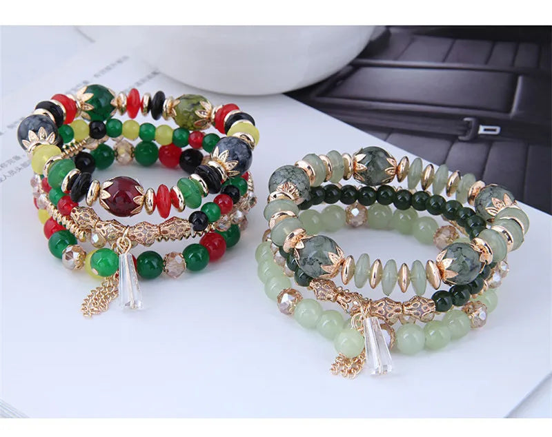 Green Crystal Tassel Bracelet