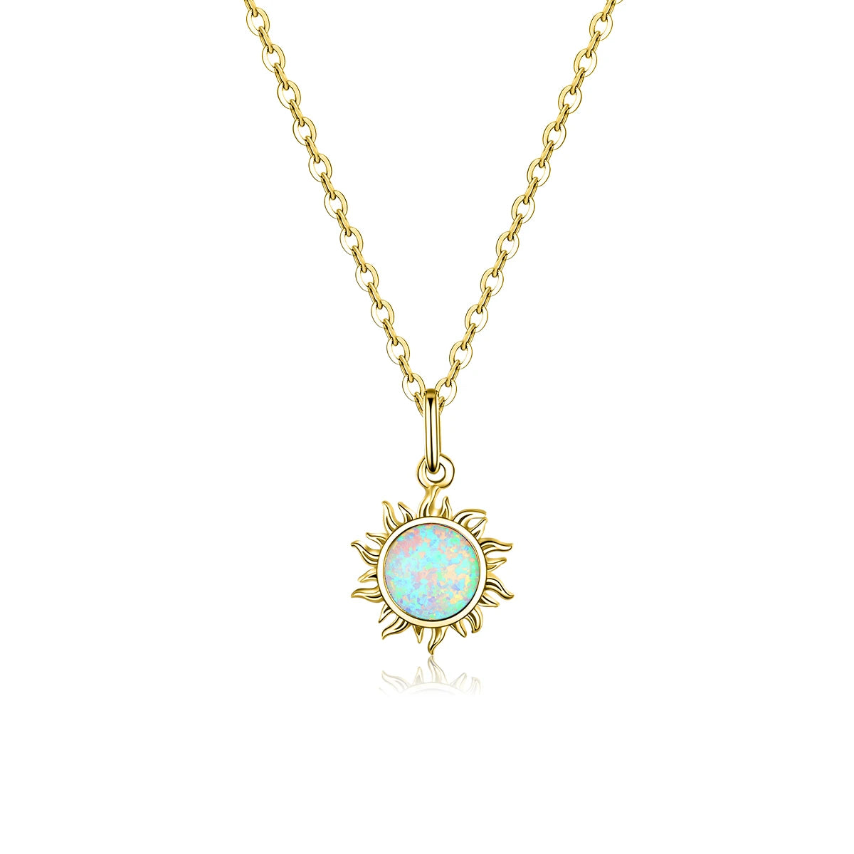 Opal Sun Silver Necklace