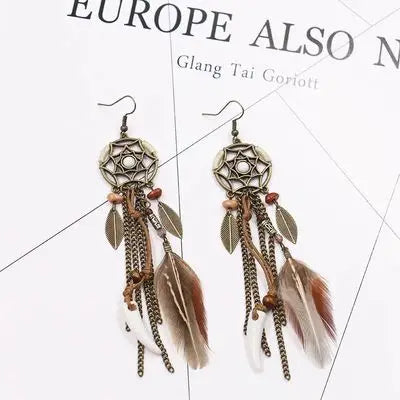 Dreamcatcher Feather Tassel Earrings