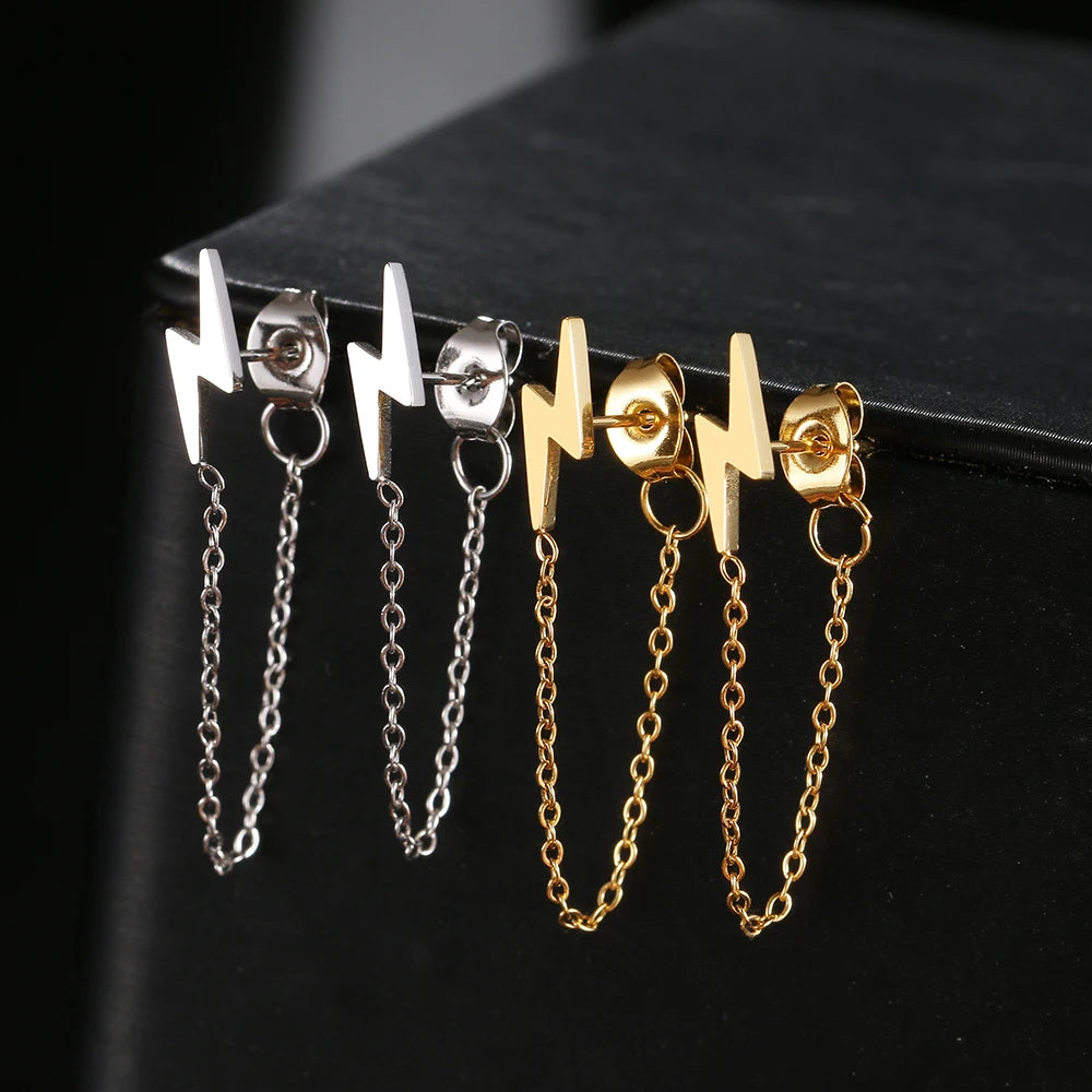 Stainless Lightning Chain Earrings