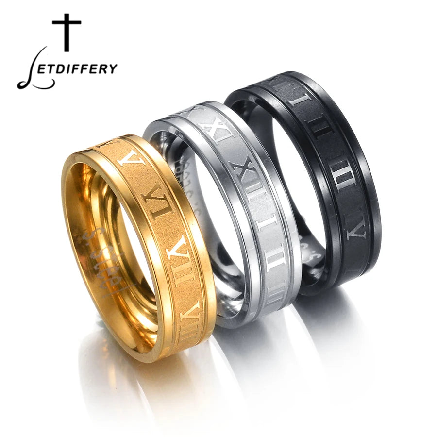 Roman Numeral Steel Ring