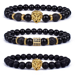 Obsidian Lion Charm Bracelet