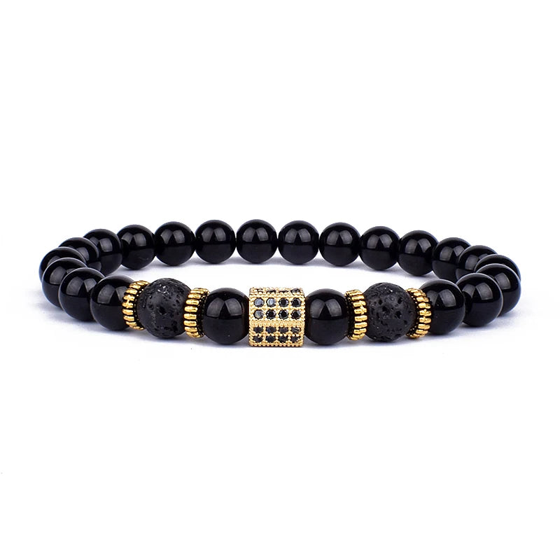 Obsidian Lion Charm Bracelet