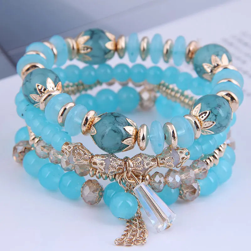 Green Crystal Tassel Bracelet