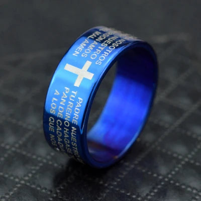 Christian Cross Engraved Ring