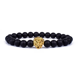 Obsidian Lion Charm Bracelet