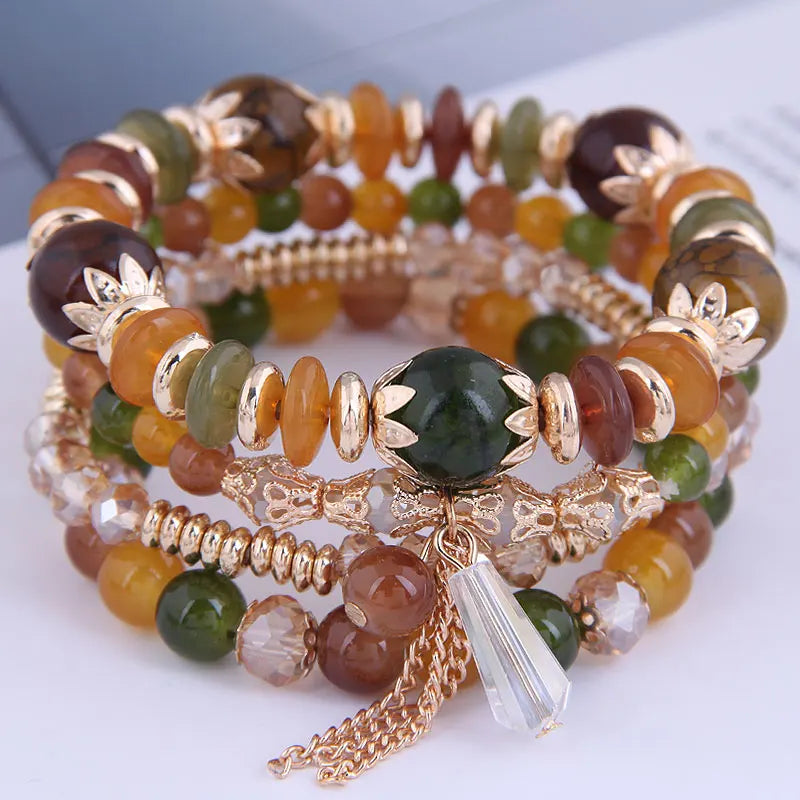 Green Crystal Tassel Bracelet