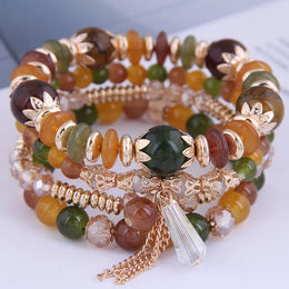 Green Crystal Tassel Bracelet
