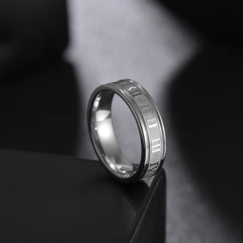 Roman Numeral Steel Ring
