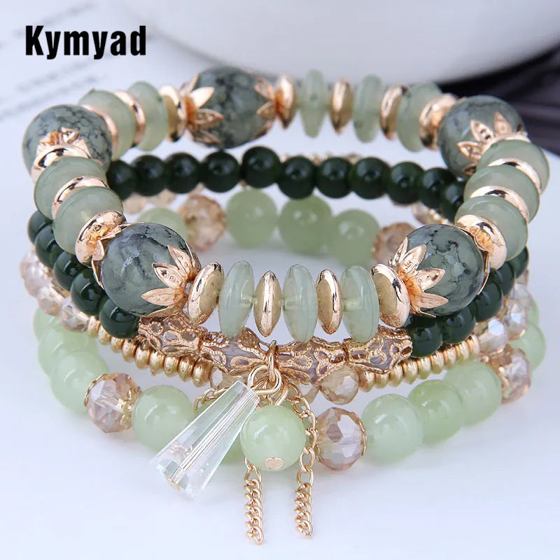 Green Crystal Tassel Bracelet
