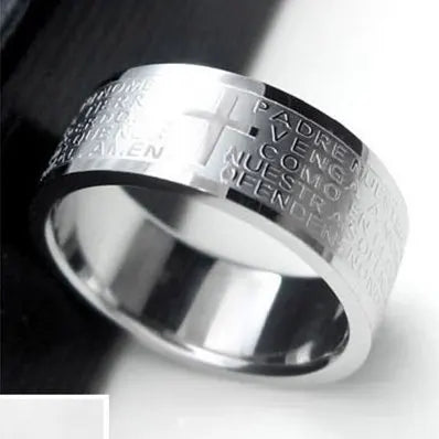 Christian Cross Engraved Ring