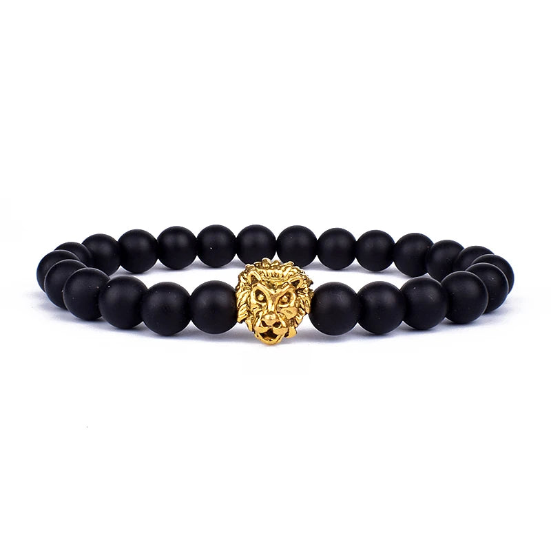 Obsidian Lion Charm Bracelet