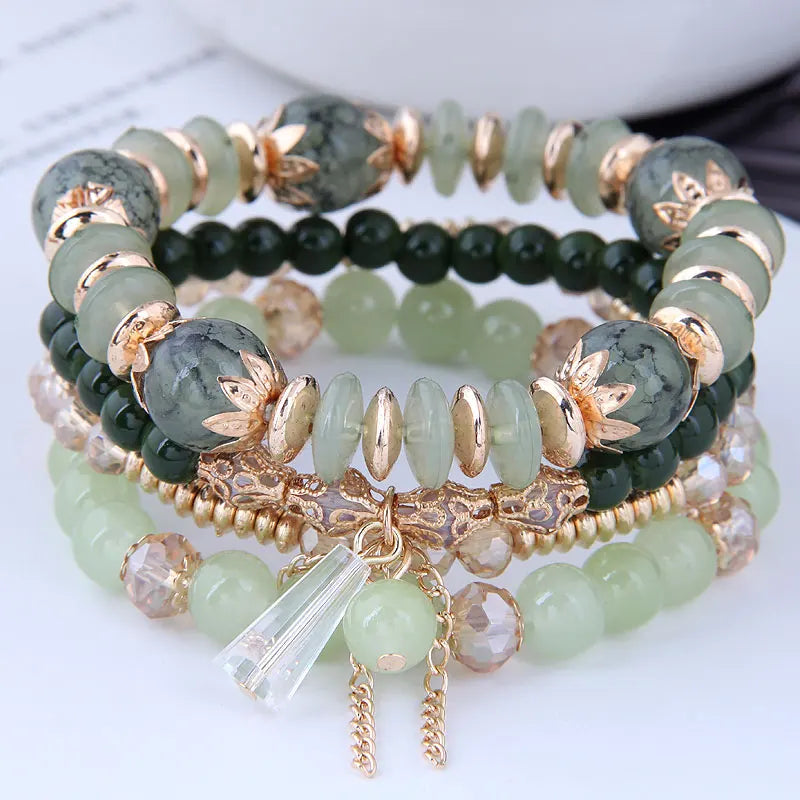 Green Crystal Tassel Bracelet