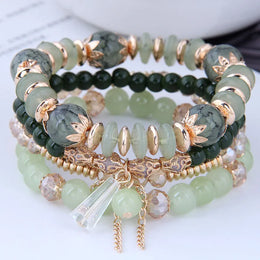 Green Crystal Tassel Bracelet