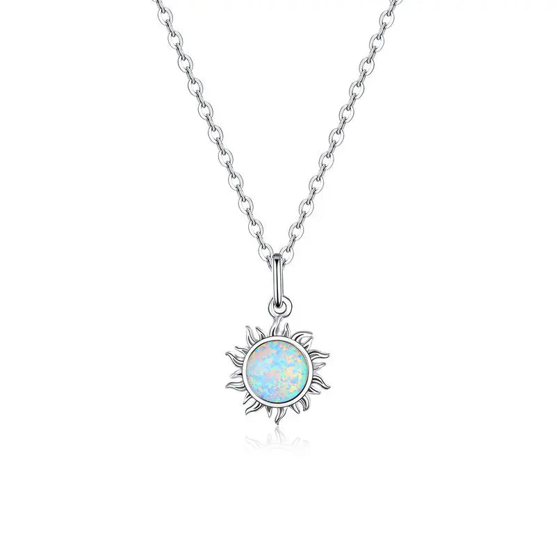 Opal Sun Silver Necklace