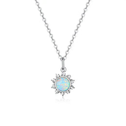 Opal Sun Silver Necklace