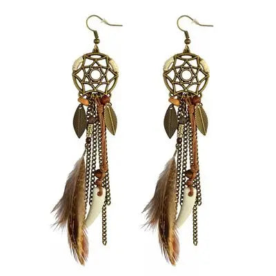 Dreamcatcher Feather Tassel Earrings
