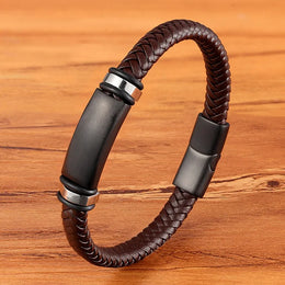 Braided Leather Magnetic Bracelet