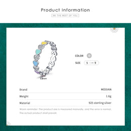 Rainbow Heart Silver Ring