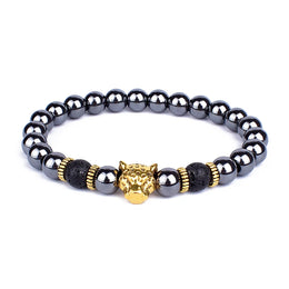 Obsidian Lion Charm Bracelet